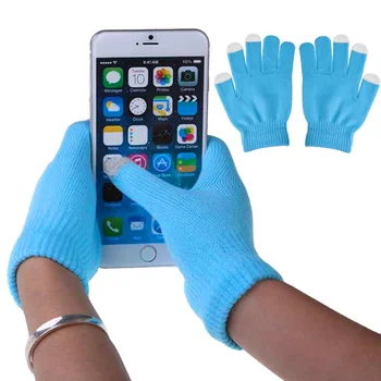 1 Пара зимних теплых емкостных трикотажных перчаток унисекс для обогрева рук для смартфона с сенсорным экраном