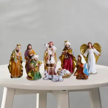 11 шт. Рождественская фигурка Религиозная христианская декоративная Рождественская смола Рождение
