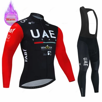 2023 Команда ОАЭ Зимний Флисовый Комплект из Джерси с Длинным Рукавом Для Велоспорта Mountian Bicycle Clothes Wear Ropa Ciclismo Racing Bike Jersey Suit