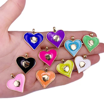 2023 Мода Сердце Эмаль Красочный Кулон Медное Позолоченное ожерелье Браслет Аксессуары для женщин Ювелирные Изделия Подвески