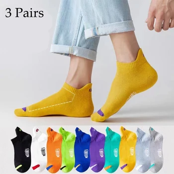 3 пары ярких носков без показа на щиколотке, мужские дышащие Уличные Модные Спортивные носки с дезодорантом, невидимые носки для бега