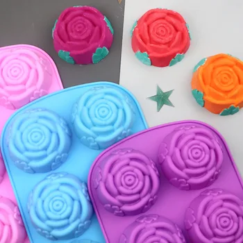 6 Силиконовых форм для торта с цветами розы, мороженого, шоколада, мыла, силиконовых форм для выпечки 3D-кексов, формы для выпечки, формы для кексов, формы для маффинов