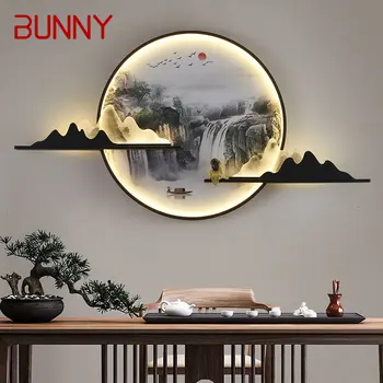 BUNNY Modern Wall Picture Light LED Китайская Креативная Круглая Настенная Фреска С Пейзажем, Бра, Лампа Для Дома, Гостиной, Спальни, Кабинета
