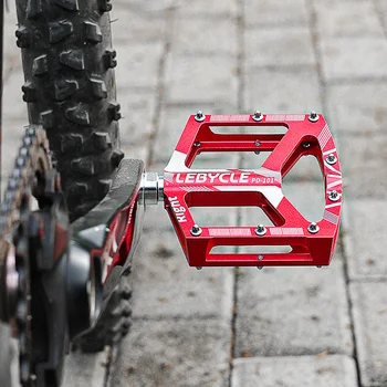Lebycle MTB Подшипники из алюминиевого сплава с ЧПУ Педальный велосипед с 16 нескользящими гвоздями Плоская расширенная педаль велосипеда