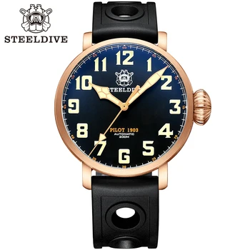 STEELDIVE SD1903S Роскошные часы для дайвинга Бронза Япония NH35 Swiss C3 Со светящимся черным циферблатом Мужские часы для дайвинга 200 м 20ATM