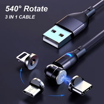 USB-кабель 3 в 1, Зарядные телефонные кабели, Магнитное зарядное устройство, кабель Micro USB, кабель USB C для iPhone Xiaomi Note 9 8 Pro Type C