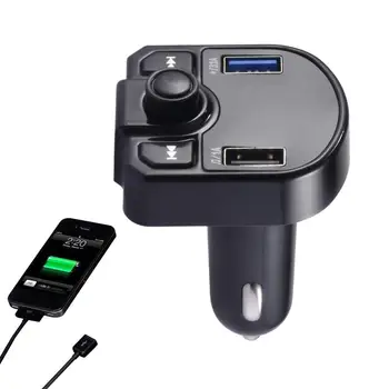 Автомобильный MP3-плеер с USB-портом, FM-передатчик с микрофоном для громкой связи, автомобильный MP3-плеер, радио с поддержкой двух USB-портов