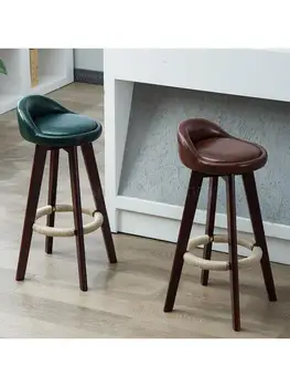 Барный стул Скандинавский современный минималистичный домашний барный стул из массива дерева высокий стул со спинкой стул для отдыха