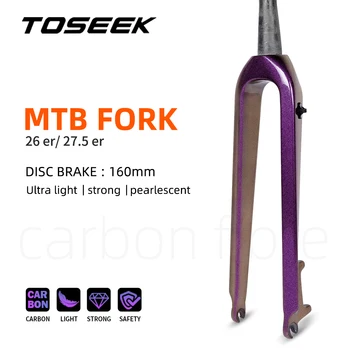 Вилка для велосипеда TOSEEK MTB Полностью Карбоновая Велосипедная Сверхлегкая Вилка для переднего дискового тормоза 160 мм Для горного велосипеда с жесткой трубкой Велосипедные Детали