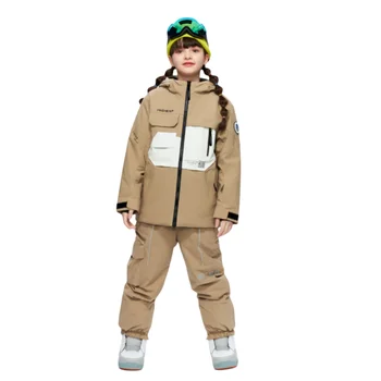 ВЫСОКОКАЧЕСТВЕННЫЙ лыжный костюм для мальчиков и девочек, Ветрозащитная водонепроницаемая хлопковая утепленная одежда для катания на лыжах и сноуборде