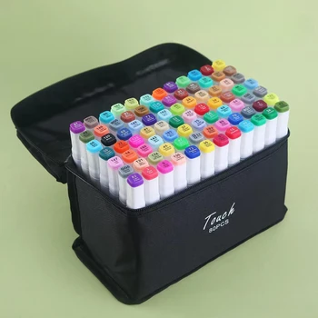 Двуглавый спиртовой маркер 24/80 Цветная масляная акварельная ручка для рисования граффити школьными кистями своими руками, подарок для школы