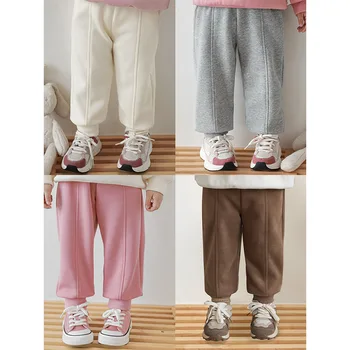Детские однотонные повседневные брюки 2023 года, Новые Весенне-осенние Корейские свободные брюки для девочек