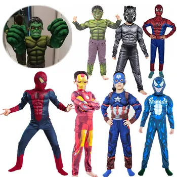 Детский костюм супергероя Человека-паука / Халка из аниме с мускулами, перчатки для мальчиков и девочек, реквизит, фэнтезийный костюм для косплея на Хэллоуин