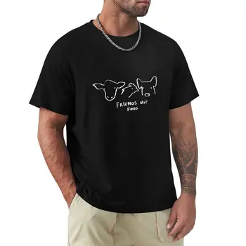 Друзья, не еда, веганская корова, курица и свинья, белая футболка с рисунком, эстетичная одежда, футболки для тяжеловесов, мужская тренировочная рубашка