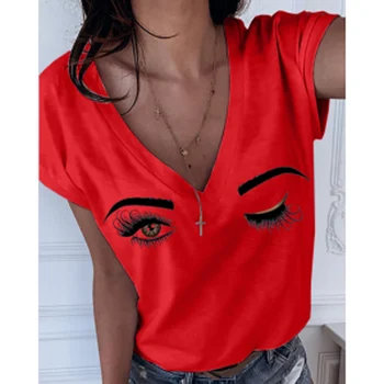 Женская футболка с 3D рисунком, сексуальная футболка с рисунком ресниц, топы с коротким рукавом, уличная мода, свободная женская одежда, рубашка оверсайз.