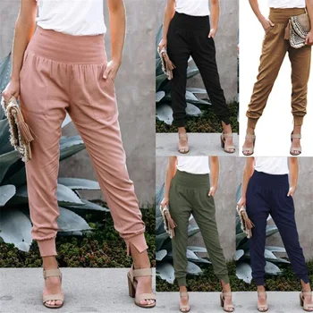 Женские брюки осенне-зимние брюки-карандаш с эластичной резинкой на талии, однотонные женские брюки высшего качества, прямая поставка JRM128