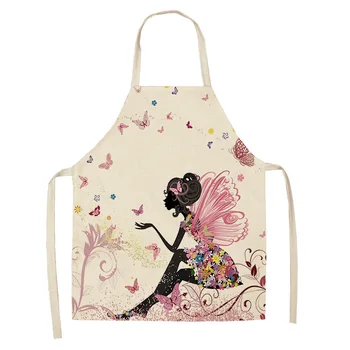 Женское льняное платье-фартук для приготовления пищи, детские фартуки с цветами и бабочками, Аксессуары для дома, Корейские кухонные принадлежности