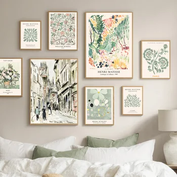 Зеленый холст Матисса Уильяма Морриса Ван Гога, Настенное искусство, плакаты на скандинавскую тематику и принты, настенные панно для декора гостиной