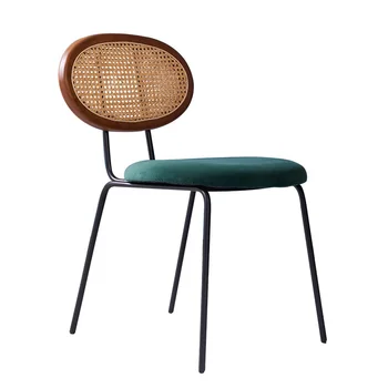 Индивидуальные дизайнерские обеденные стулья из ротанга, домашний простой креативный стул для макияжа со спинкой, скандинавский ретро повседневный обеденный стул
