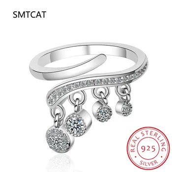 Кольца из муассанита D-цвета с 5 камнями 3,6 карата, Сверкающие Бриллианты, Обручальное кольцо из серебра 925 пробы anillos De Prata