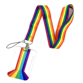 ЛГБТ-дизайн, Радужные ремешки для мобильных телефонов, брелки для ключей, бейджи для удостоверений личности, держатель для бейджей, веревка для мобильного телефона, шейный платок, ленты