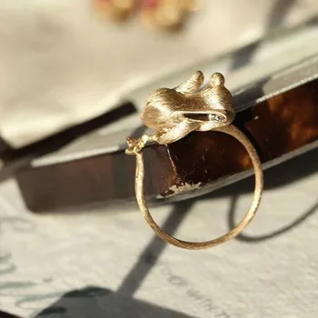 Милые кольца с мини-кроликами для женщин, минималистичный цвет чистого матового золота, романтические и креативные украшения, подарки подруге
