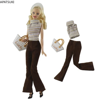 Модный комплект одежды для куклы Барби Полосатый топ Широкие брюки Брюки Lucky Bag Наряды 1/6 Аксессуары для кукол BJD Детские игрушки
