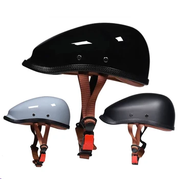 Мотоциклетный шлем из АБС-пластика, мотоциклетный шлем для мотокросса, наполовину шлем для ретро, матовый, яркий, черный1 штука 57-62 см