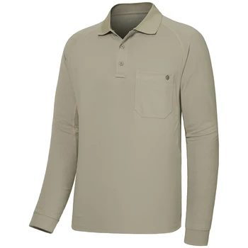 Мужская рубашка поло UPF 50 Performance из 2 предметов, Влагоотводящая быстросохнущая тактическая рубашка с длинным рукавом в стиле пике