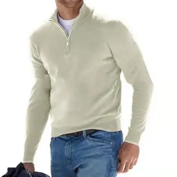 Мужская рубашка, стильный мужской пуловер с V-образным вырезом и застежкой-молнией, теплая мягкая повседневная зимняя рубашка для осени, модная рубашка с длинным рукавом