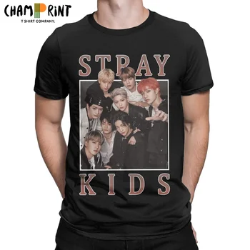 Мужская футболка Stray Kids в винтажном стиле ретро-группы 90-х, хипстерские футболки из 100% хлопка, футболки с коротким рукавом, одежда с круглым вырезом и принтом