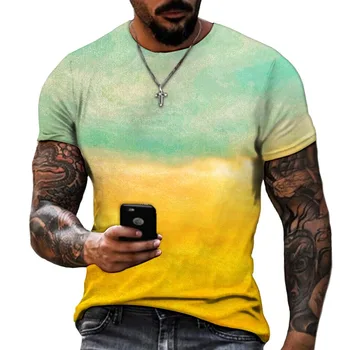 Мужская футболка с короткими рукавами, выполненная в веселой цветовой гамме, высококачественная, удобная и свободного кроя.