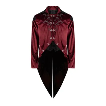Мужской фрак на Хэллоуин, джентльменское винтажное замшевое пальто средней длины, одежда для выступлений, готический жакет, Викторианские фраки