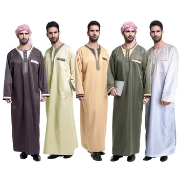 Мужчины Ближнего Востока, мусульмане, Исламский Кафтан, арабские винтажные мужские халаты с длинным рукавом, свободные, Дубай, Саудовский Арабский Кафтан, Мужская одежда
