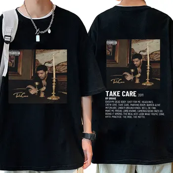 Музыкальный альбом рэпера Дрейка, футболка с принтом Take Care, мужская и женская винтажная футболка в стиле хип-хоп, повседневные футболки оверсайз, уличная одежда, футболки
