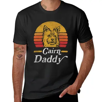 Новая ретро винтажная футболка для папы с Керн-терьером, корейская модная футболка, короткая футболка оверсайз, футболки с кошками, футболка для мужчин