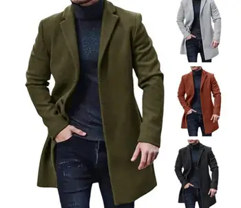Осенние модные мужские зимние куртки 2023 года, войлочное пальто zara, мужское шерстяное пальто средней длины, мужской тренч, уличное армейское зеленое пальто