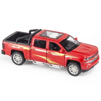 Пикап Chevrolet Silverado, детские игрушки, модель автомобиля из сплава 1:32, моделирование CheZhi, Изысканные игрушечные транспортные средства, сделанные вручную, подарки на день рождения