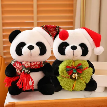 Плюшевые игрушки рождественской серии 25 см, милая панда, Рождественская шляпа с подарками, мягкая кукла-животное для детей, подарок для мальчиков и девочек