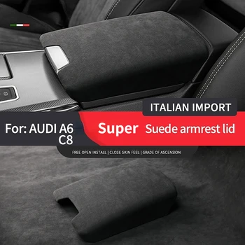 Премиум-1шт для Audi A6 C8 2019-2022 Итальянская замша премиум-класса, Центральная консоль, Подлокотник, Коврик, отделка, Стайлинг, Автоаксессуары