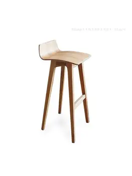 Простой барный стул из цельного дерева в скандинавском стиле, Роскошный Современный Высокий стул для кафе, Креативный стул для гостей, Островной стул