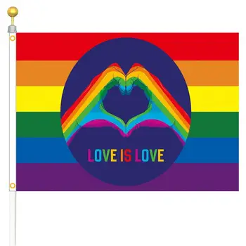 Радужный Флаг Гордости Love Is Love Декоративный Знак Открытый Солнцезащитный Баннер Из Полиэстера С Яркой Устойчивостью К Выцветанию 90x150 см Без Флагштока