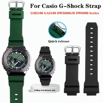 Резиновый ремешок премиум-класса для часов Casio G-Shock GM2100 GA2100 DW5600GM GA 2100 DW6900 силиконовые ремешки для часов аксессуары 16 мм