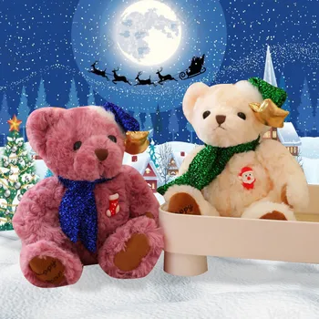 Рождественский плюшевый мишка Плюшевые игрушки Рождественский медвежонок Кукла Рождественское украшение Плюшевый мишка кукла Детский Рождественский подарок