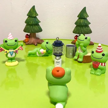 Рождественский подарок Zakka, милая лягушка, кукольный домик, Мини-сцена, украшение рабочего стола, шарф, поднимите знак, Зеленый Головастик, фотография Птицы