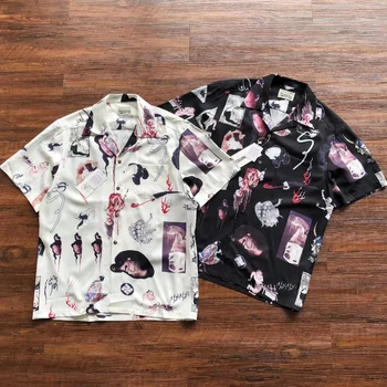 Рубашки с принтом японской Гейши WACKO MARIA, Мужские И Женские Высококачественные Летние Рубашки с Гавайским пляжем WACKO MARIA, быстросохнущие