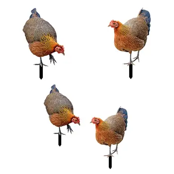 Садовая курица Реалистичные Атмосферостойкие декоративные вывески Статуи животных Колья для наружной дорожки Патио Двор Лужайка