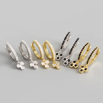 Серьги-кольца с цветами из кристаллов циркония для женщин, подвеска Huggies, Украшения для пирсинга EH1185