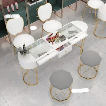 Скандинавские маникюрные столы Современные минималистичные Одноместные Двухместные Маникюрные столы Дизайнерский Маникюрный стол и стулья Профессиональный Маникюрный стол L
