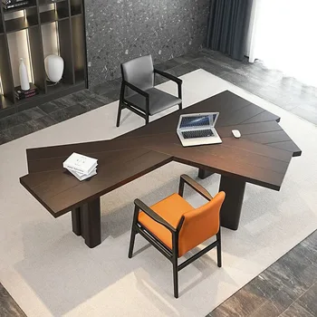 Современные дизайнеры столов для боссов по контракту, нестандартный вентилятор, рабочий стол, компьютерный стол на заказ
